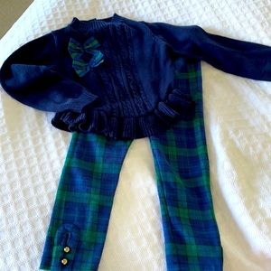 Janie and Jack Plaid Set- Blue and green- size 6